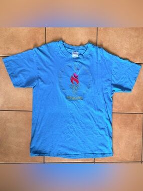 Vintage 1996 Atlanta Centennial Olympic Games T Shirt Hanes Blue Size L